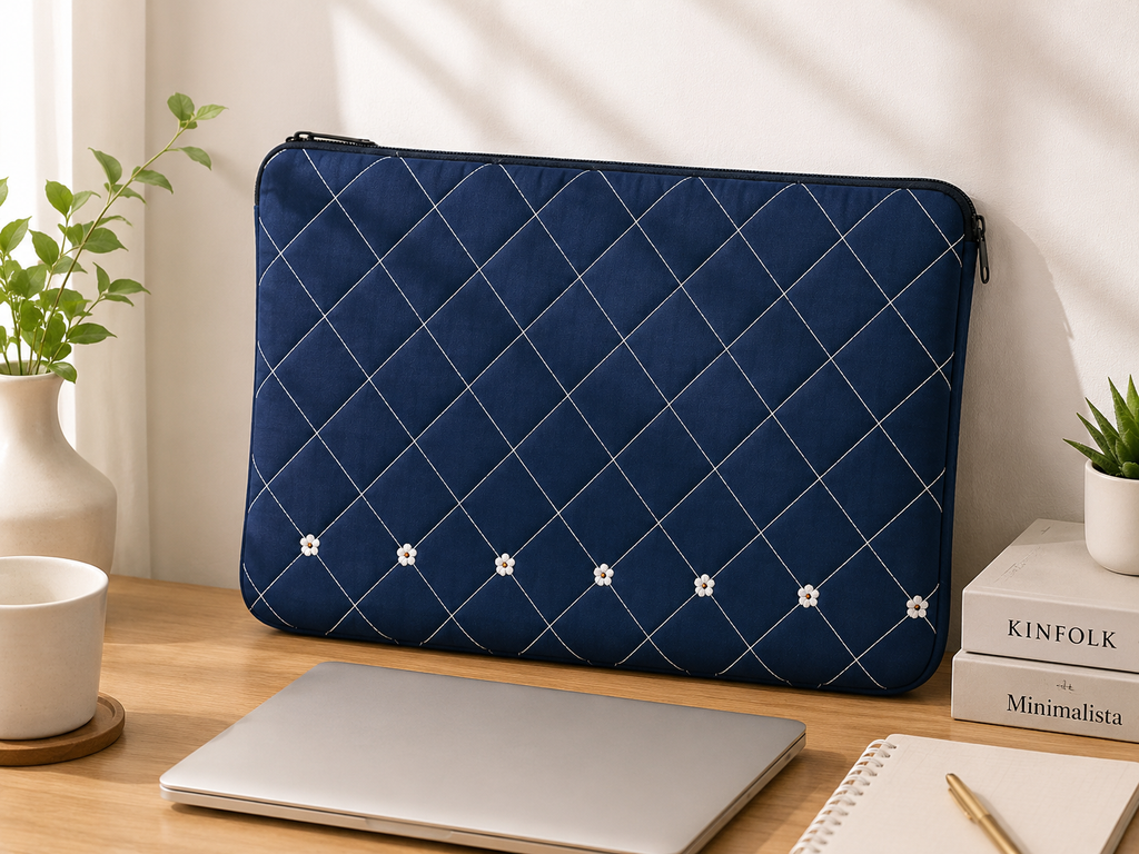 Rejean Denim Laptop Sleeve for Girls – Handmade Stylish Protective Laptop Case