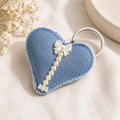 Rejean Heart-Shaped Denim Tassel Keychain – Handmade Bag Charm & Key Holder