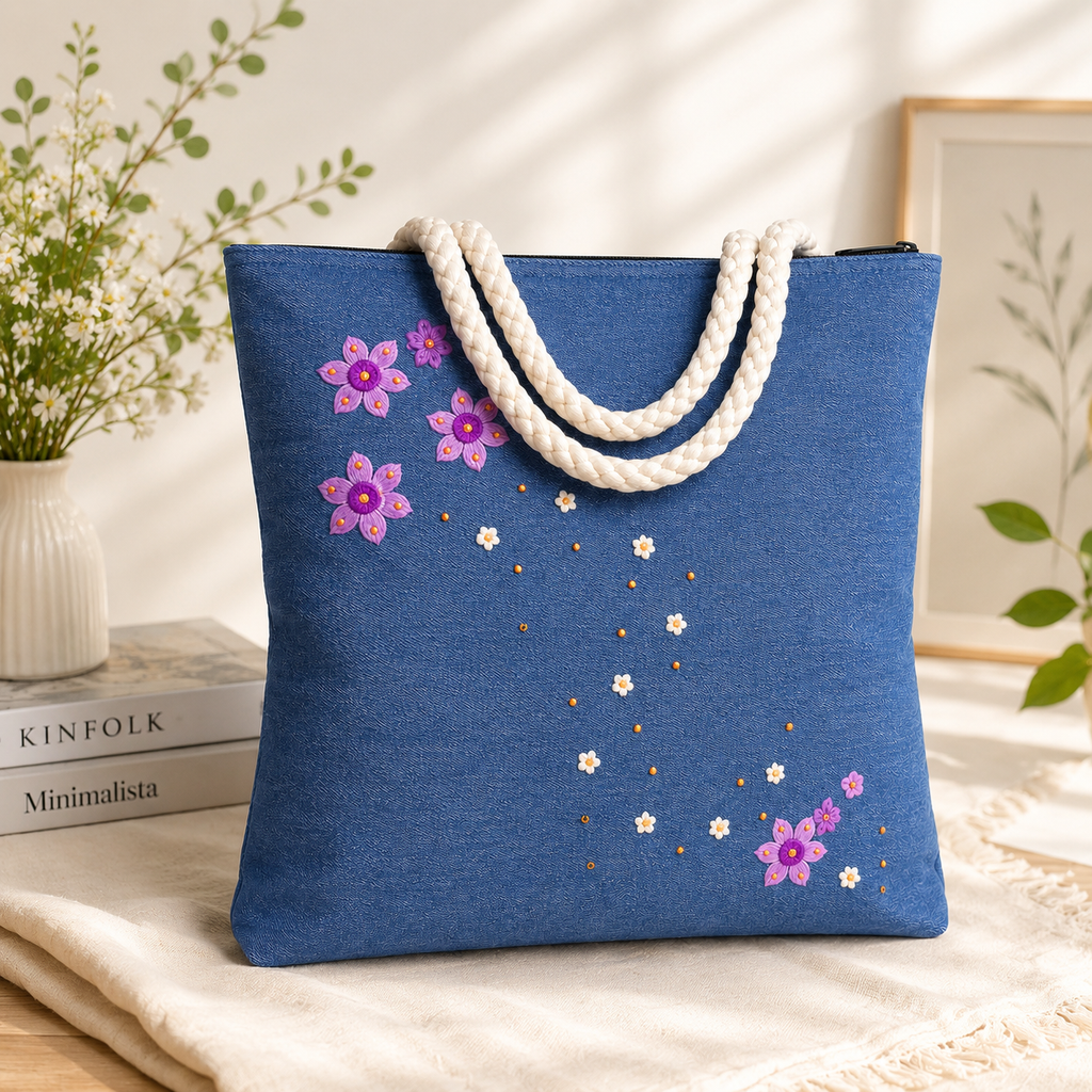 Rejean Denim Tote Bag – Handmade Eco-Friendly Everyday Carry Bag