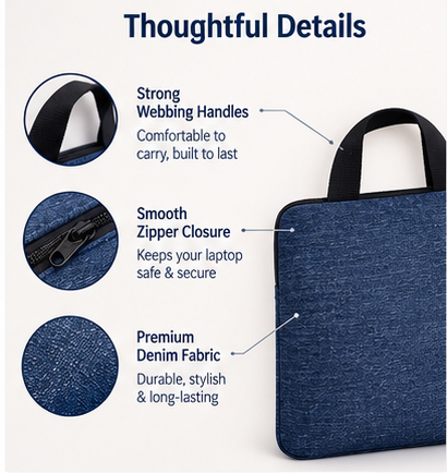 Rejean Denim Laptop Sleeve – Handmade Protective Laptop Case