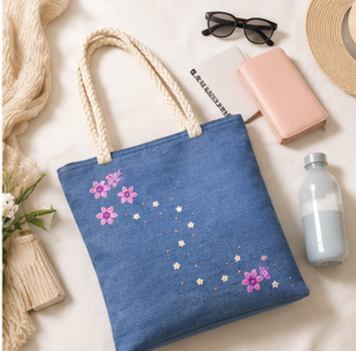 Rejean Denim Tote Bag – Handmade Eco-Friendly Everyday Carry Bag