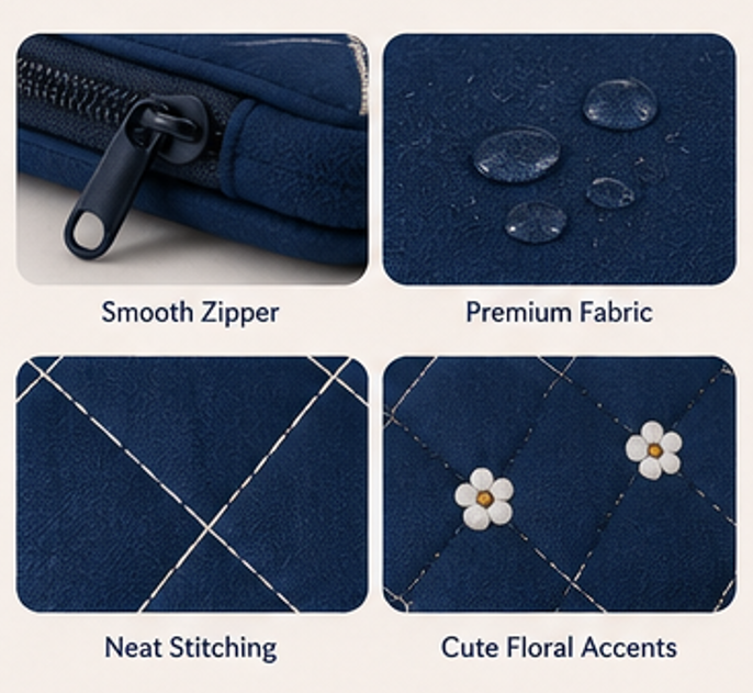 Rejean Denim Laptop Sleeve for Girls – Handmade Stylish Protective Laptop Case